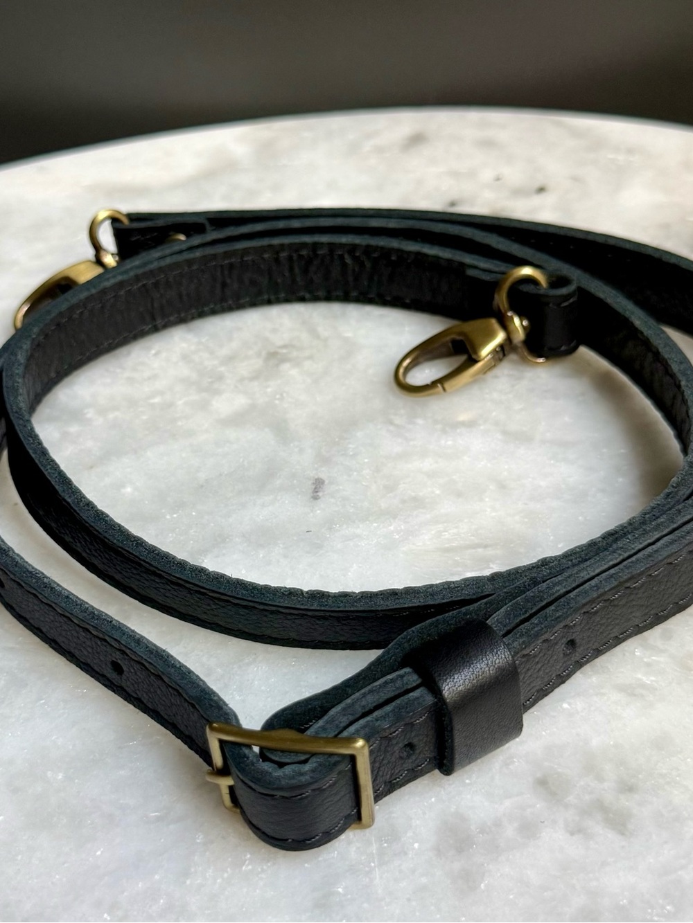 Crossbody Leather Replacement Strap Black leather 🖤 brass hardware